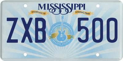 MS license plate ZXB500
