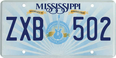 MS license plate ZXB502