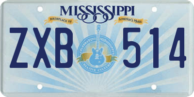 MS license plate ZXB514