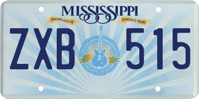 MS license plate ZXB515
