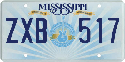 MS license plate ZXB517