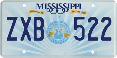 MS license plate ZXB522