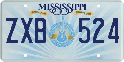 MS license plate ZXB524