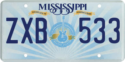 MS license plate ZXB533