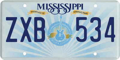 MS license plate ZXB534