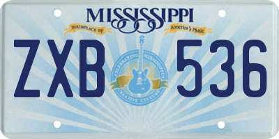 MS license plate ZXB536