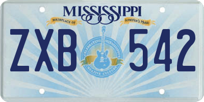 MS license plate ZXB542