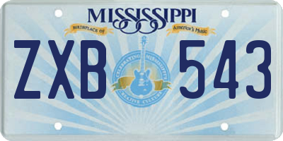 MS license plate ZXB543