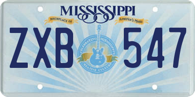 MS license plate ZXB547
