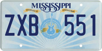 MS license plate ZXB551