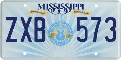 MS license plate ZXB573