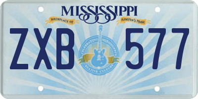 MS license plate ZXB577