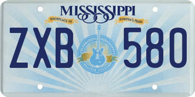 MS license plate ZXB580