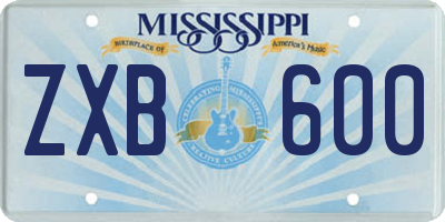 MS license plate ZXB600