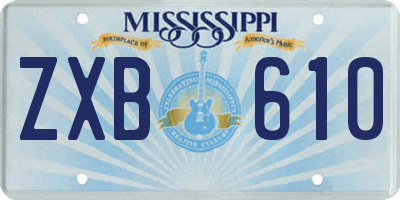 MS license plate ZXB610