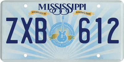 MS license plate ZXB612