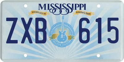 MS license plate ZXB615