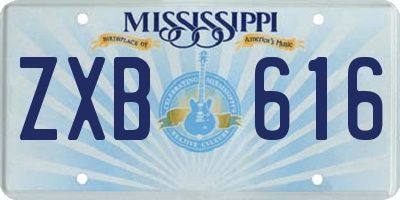 MS license plate ZXB616