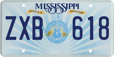 MS license plate ZXB618