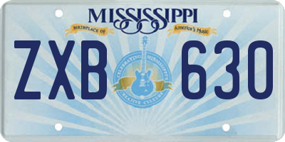 MS license plate ZXB630