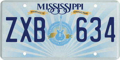 MS license plate ZXB634