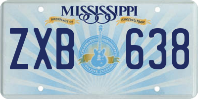 MS license plate ZXB638