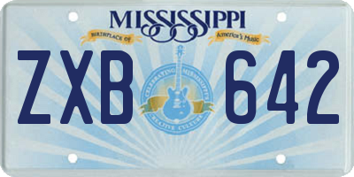 MS license plate ZXB642
