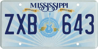 MS license plate ZXB643