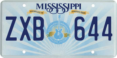 MS license plate ZXB644