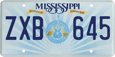 MS license plate ZXB645