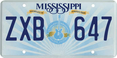 MS license plate ZXB647