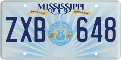 MS license plate ZXB648