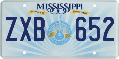 MS license plate ZXB652