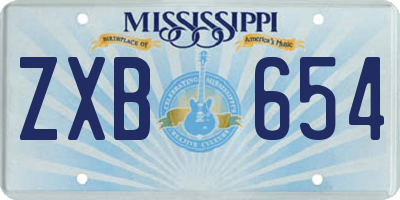 MS license plate ZXB654