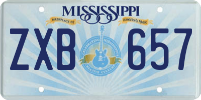 MS license plate ZXB657