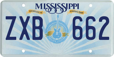 MS license plate ZXB662