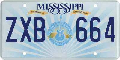 MS license plate ZXB664