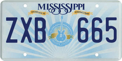 MS license plate ZXB665