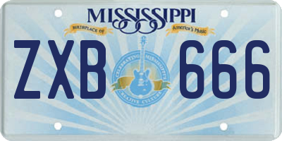 MS license plate ZXB666