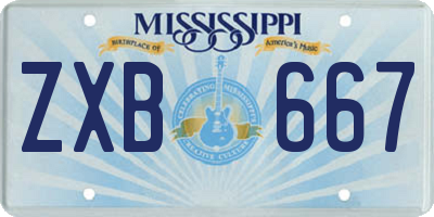 MS license plate ZXB667