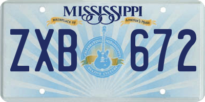 MS license plate ZXB672