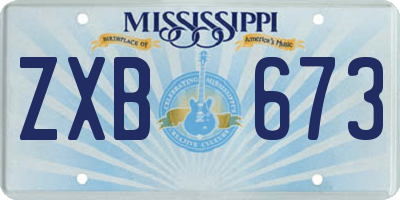 MS license plate ZXB673