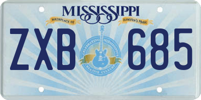 MS license plate ZXB685