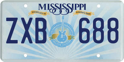 MS license plate ZXB688