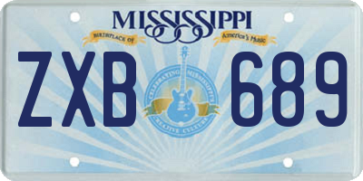 MS license plate ZXB689