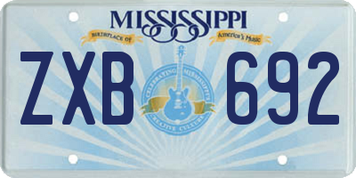 MS license plate ZXB692