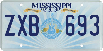 MS license plate ZXB693