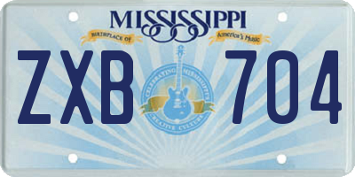 MS license plate ZXB704