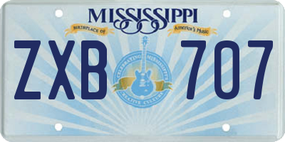 MS license plate ZXB707