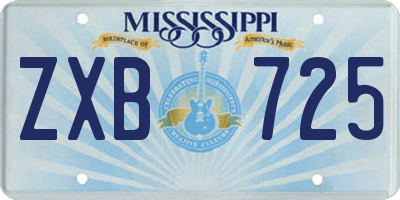 MS license plate ZXB725